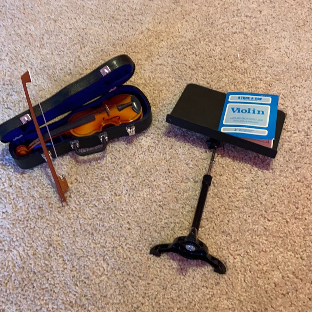 American Girl violin, music stand and song book